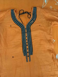 light Orange Embellished Kurta and dupatta set