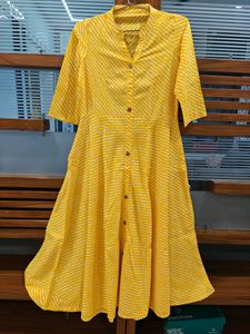 White And Yellow Long Kurta