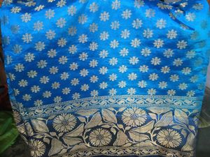 Blue &amp; Gold Floral Fabric