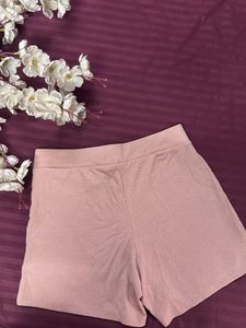 Pink Cute Ribbed Shorts