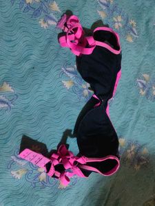 Black Bra with Pink Accents