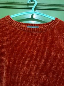 Cozy Brown Velvet Pullover Sweater