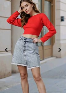 Red Long Sleeve Crop Top