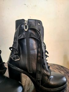 Women Long Boots + Black Stockings