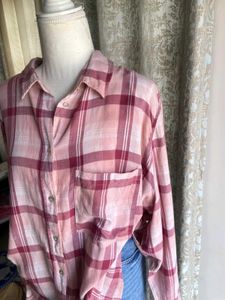 Pink Flannel Plaid Oversized Shirt