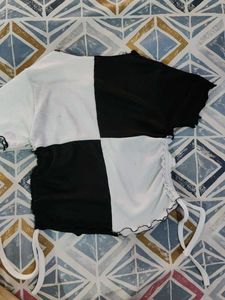 Two-Tone Cinched T-Shirt