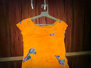 Umbrella kurti yellow coloured
