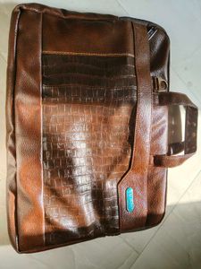 Brown Faux Leather Laptop Bag