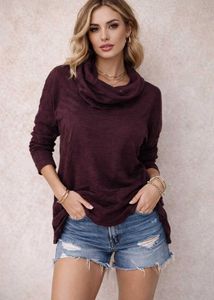 🎀Burgundy Cowl Neck Pullover Top E