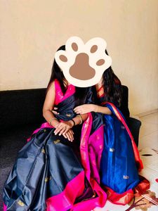 Black &amp; Pink Silk Saree