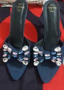 New Denim And Diamond Stud Heels..