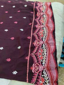 Purple Embroidered Kurti Set