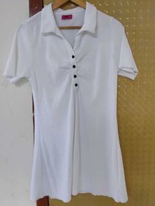 White Button-Up Mini Dress