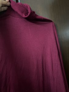 Burgundy Turtle Neck Winter Top