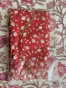 Red Embroidered Clutch Bag