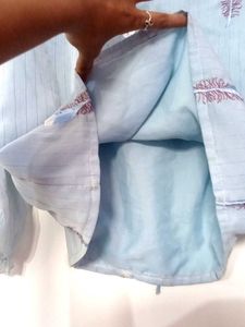 Feather Print Sheer Blouse