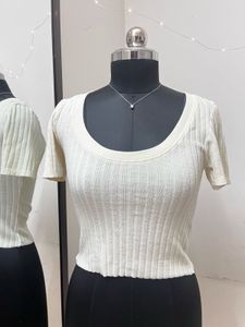 Zara White Scoop Neck Top