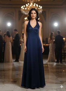 Elegant Navy Blue Evening Gown