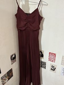 Burgundy Pleated Maxi Dress