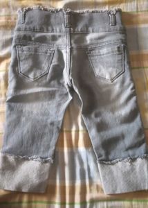 Embroidered Denim Capri Jeans For Girls Kids