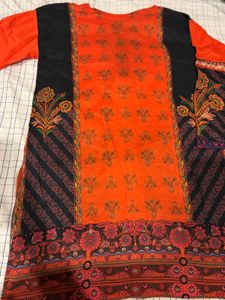 Orange &amp; Black Kurta