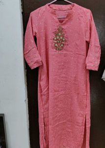 Embroidered Pink Kurti