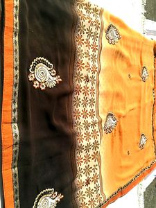 Elegant Floral Embroidered Saree