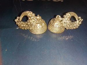 oxidized jumkas with peacock design