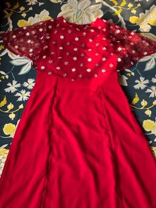 Indya Ethnic Gown M -Full Length,Bright Red Colour