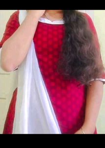 Marron And White Kurtha Set