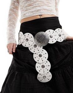 y2k vintage disc belt white