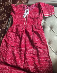 Red Bandhani Print Dress