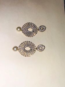 Silver Pearl Drop Long Earrings