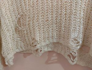 Crochet Top With Ripped Distressed Detailing