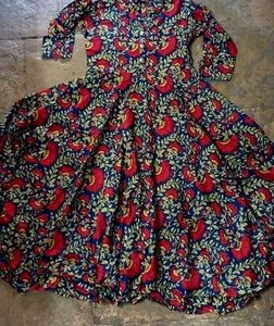 Gulmohar Jaipur Floral Print Anarkali Kurti