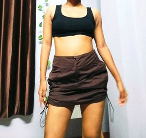 Brown Pocket Skirt