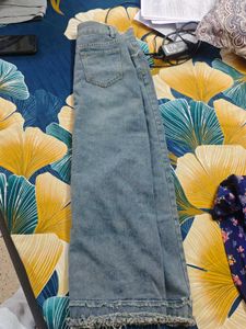 Distressed Denim Midi Skirt