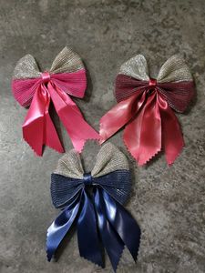 Hair Bow Designers Febric ( Pack Of 3)