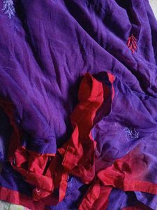 Unstitched Suit Purple and Red Colour Combine dres