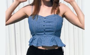 Denim Peplum Cami Top