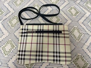 Navy Blue Checked Sling Bag