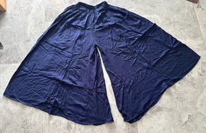 Women's Navy Blue Flowy Wide Leg Palazzos