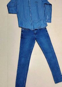 Blue Denim Shirt &amp; Jeans Set (Size M &amp; 28)