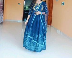 Elegant Blue Embroidered Anarkali