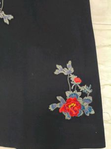 Black Floral Embroidered Cold Shoulder Dress