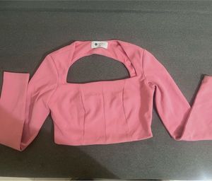 Pink Cutout Long Sleeve Top