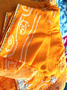 Yellow Saree Gota Patti Border Blouse Size 44 Inch
