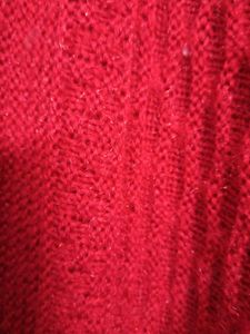Red Knit Long Sweater Shrug