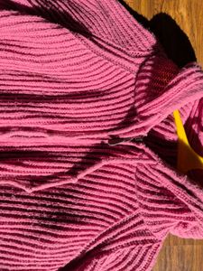 Pink Knit Zip-Up Hoodie