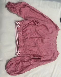 Red Gingham Long Sleeve Top